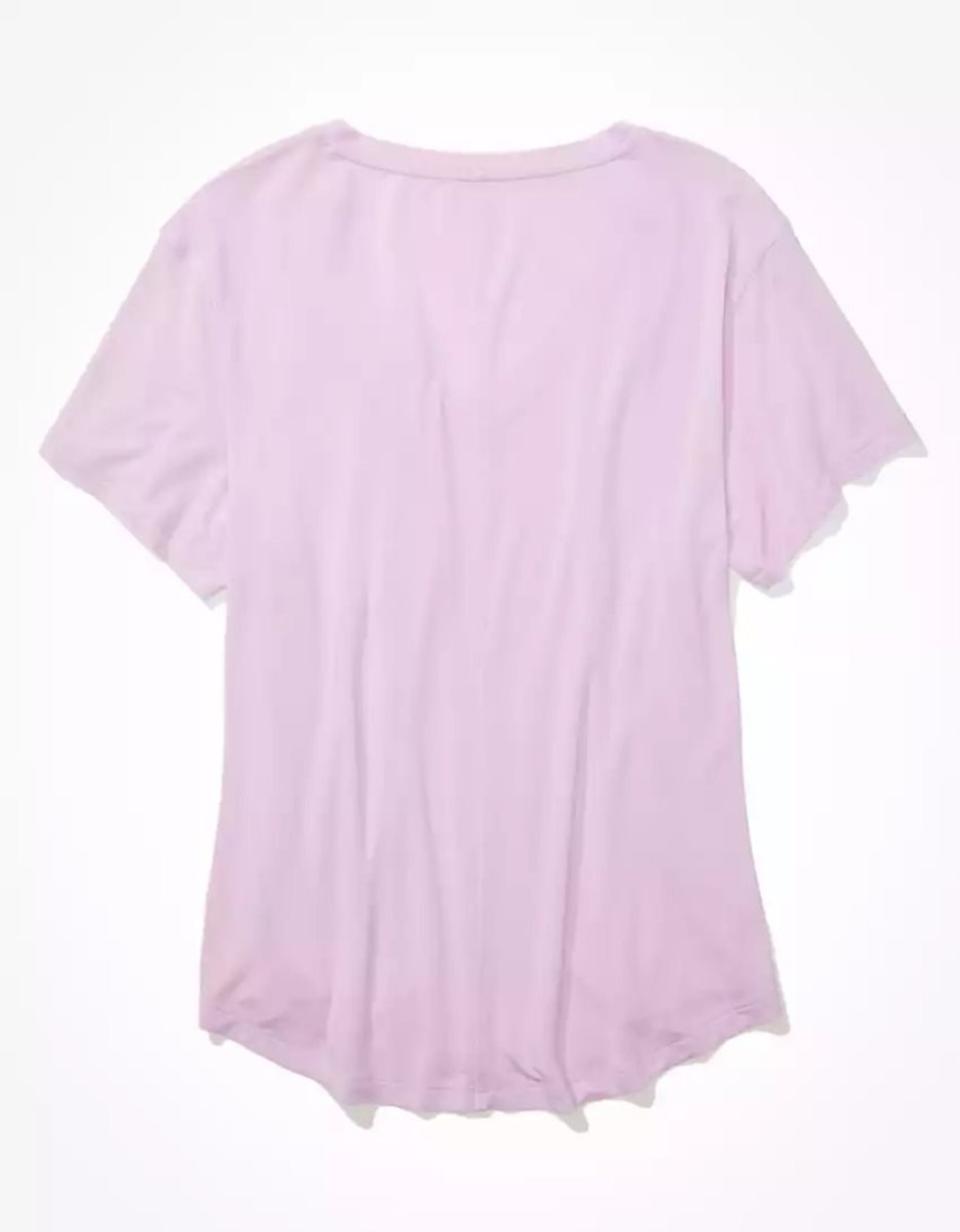 T Shirts American Eagle AE Soft & Sexy V-Neck Pocket Tee Lavande Femme | ILH-84401164